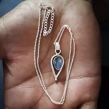 Ожерелье с драгоценным камнем лабрадорит, дизайнерское ожерелье ручной работы в стиле бохо, подарок для нее, женское ожерелье, ювелирные изделия с камнями по месяцу рождения, подарок на годовщину 18 inch