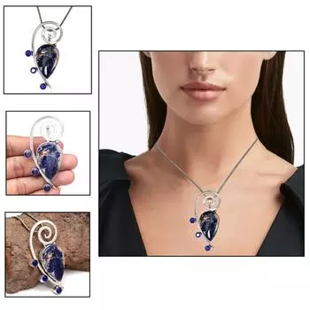 Ожерелье с драгоценным камнем, подаренный аметист, ювелирное изделие содалит, 18 дюймов содалит