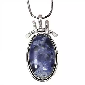 Ожерелье с драгоценным камнем содалит ручная работа серебряное украшение 2