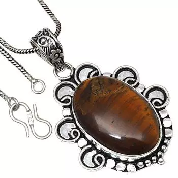 Ожерелье с драгоценным камнем тигровый глаз, старинная бижутерия ручной работы, 2 дюйма