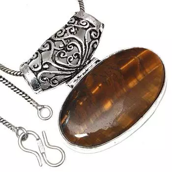 Ожерелье с драгоценным камнем тигровый глаз, старинные ювелирные изделия ручной работы, 1,5 дюйма