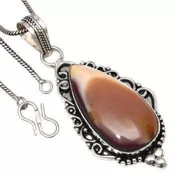 Ожерелье с драгоценным камнем Wild Horse Jasper, ручная работа, старинное серебряное ювелирное изделие 2,75 дюйма