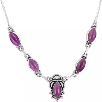 Ожерелье с драгоценными камнями аметиста, украшения ручной работы, ожерелье в стиле бохо, подарок для нее, серебро 925 пробы, женские украшения 18 Inch