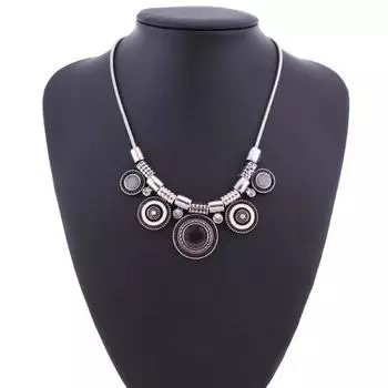 Ожерелье с драгоценными камнями, аксессуары в этническом стиле, цветные стразы, цепочка для свитера, персонализированные ретро-ювелирные изделия с каплями масла чёрный