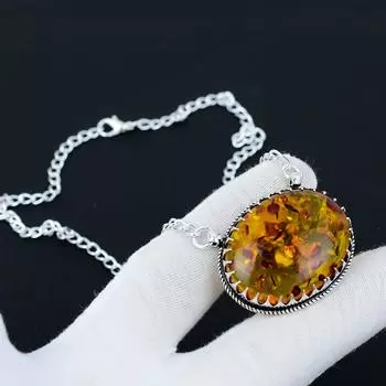 Ожерелье с драгоценными камнями из балтийского янтаря, Ожерелье с подвеской из стерлингового серебра 925 пробы из балтийского янтаря для свадебного подарка, Ожерелье из балтийского янтаря для женщин 20 жёлтый