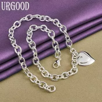 Ожерелье с двойным сердцем из стерлингового серебра 925 пробы, модные ювелирные изделия, подарок 45cm