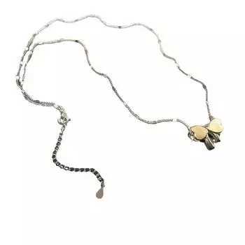 Ожерелье с двухсторонним кулоном в виде банта для женщин, цепочка на ключицу, темперамент, модный бант из ракушек, новый стиль