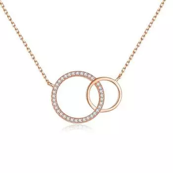 Ожерелье с двумя кольцами для женщин с разносторонней индивидуальностью и подвеской в виде переплетенных двух кругов