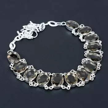 Ожерелье с дымчатым топазом Ожерелье из стерлингового серебра 925 пробы Ожерелье с дымчатым драгоценным камнем Ожерелье из серебра ручной работы с дымчатым топазом Ювелирные изделия для нее Ожерелье для подарка 20