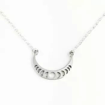Ожерелье с фазами Луны, чокер из сплава, модное элегантное женское украшение в виде ведьмы в виде полумесяца, подарок на день рождения, небесная лунология серебряный