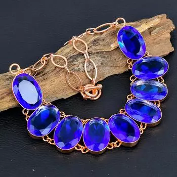 Ожерелье с фиолетовым топазом, очаровательные украшения из драгоценных камней, медные украшения ручной работы на День Благодарения 18 Inches With Adjustable фиолетовый