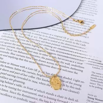 Ожерелье с французским рельефом и подсолнухом, цепочка на шею, роскошная титановая сталь с покрытием из 18 настоящего золота для мужчин и женщин, цепочка на ключицу P439