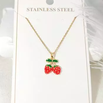 Ожерелье с фруктами клубники, женская цепочка на ключицу с подвеской из инкрустированного циркония, высокого класса
