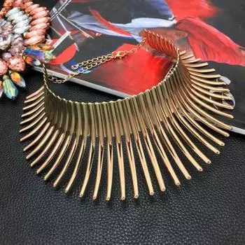 Ожерелье с гальваническим покрытием, нарядное темпераментное модное долговечное колье с геометрической формой для выпускного вечера золотистый