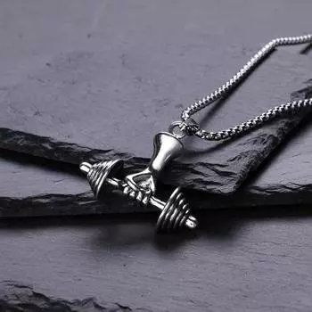 Ожерелье с гантелями для фитнеса и тяжелой атлетики, персонализированное уличное ожерелье из титановой стали с длинной цепочкой для свитера в стиле хип-хоп, модный бренд, мужская подвеска, парное ожерелье