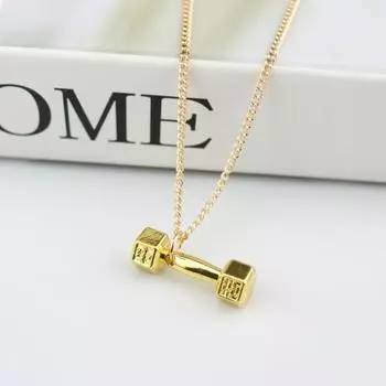 Ожерелье с гантелями для фитнеса, мужское ожерелье, женские индивидуальные аксессуары для штанги серебряный