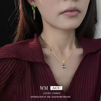 Ожерелье с геометрическим блоком из цветного циркония, простое, модное, элитное, цепочка на ключицу, легкая роскошь, новые аксессуары 6#