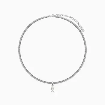 Ожерелье с геометрическим квадратом, подвеска с маленьким квадратным бриллиантом, цепочка из змеиной кости, женское