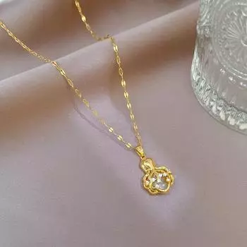 Ожерелье с геометрическим рисунком из нержавеющей стали 316L для женщин, изысканное циркониевое ожерелье-цепочка, ювелирные изделия