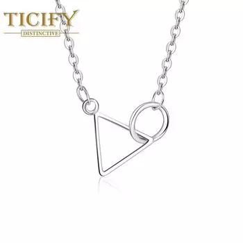 Ожерелье с геометрическим треугольным колпачком и подвеской белый