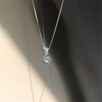 Ожерелье с геометрическим узором в виде капли воды из стерлингового серебра 925 пробы, женское, простое, блестящее, с цирконием белый