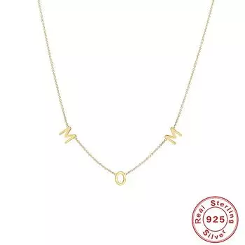 Ожерелье с глянцевой строчной буквой Wind Mom Mom из стерлингового серебра 925 пробы, подарок на День матери, женщина с темпераментом 925 Silver золотой