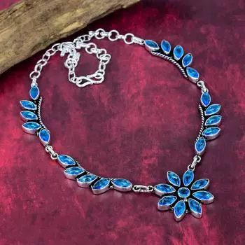 Ожерелье с голубым топазом, ювелирное изделие из стерлингового серебра 925 пробы, ожерелье ручной работы, регулируемое, ювелирное изделие с драгоценным камнем, подарки на помолвку