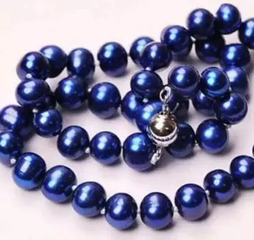 ОЖЕРЕЛЬЕ С ГОЛУБЫМ ЖЕМЧУГОМ 8–9 мм, 17 ДЮЙМОВ