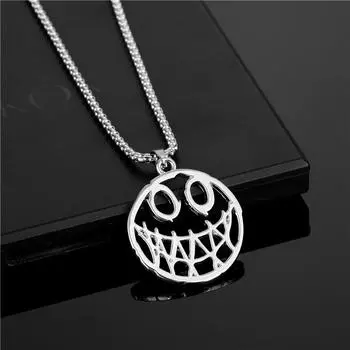 Ожерелье с готической цепочкой в виде смайлика для женщин и мужчин в стиле панк, колье из нержавеющей стали с подвеской в виде смайлика