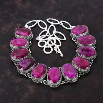 Ожерелье с граненым кашмирским рубином, винтажное ожерелье из драгоценного камня, ожерелье из стерлингового серебра 925 пробы, регулируемое ожерелье-цепочка, ювелирное изделие ручной работы, подарок для мамы Adjustable