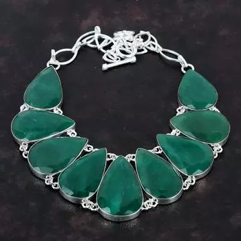 Ожерелье с граненым замбийским изумрудом, ожерелье из стерлингового серебра 925 пробы, регулируемое ожерелье-цепочка, ювелирные изделия из натуральных драгоценных камней, ожерелье ручной работы для подарков Adjustable