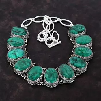Ожерелье с граненым замбийским изумрудом, ювелирные изделия из натуральных драгоценных камней, ожерелье из стерлингового серебра 925 пробы, регулируемое ожерелье-цепочка, винтажное ожерелье ручной работы Adjustable