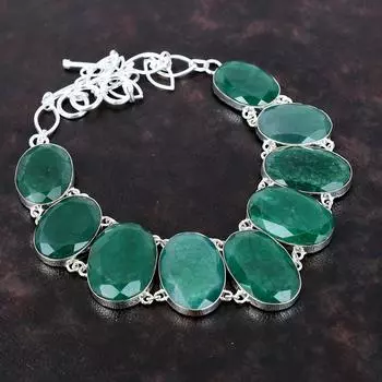 Ожерелье с граненым замбийским изумрудом, ювелирные изделия из драгоценных камней, ожерелье из стерлингового серебра 925 пробы, регулируемая цепочка, ожерелье, подарок для жены, ювелирные изделия ручной работы в стиле бохо Adjustable