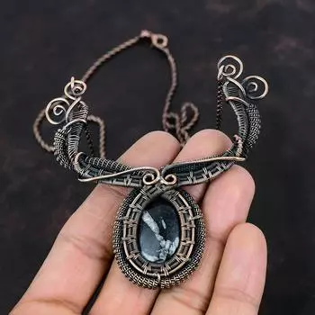 Ожерелье с хризантемой, обернутое медной проволокой, ожерелье с хризантемой, ювелирные изделия из драгоценных камней, ожерелье ручной работы, медная проволока, ювелирные изделия, подарки для нее