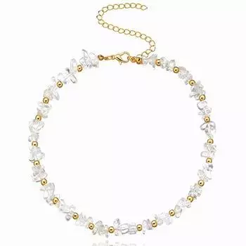 Ожерелье с хрустальным камнем для женщин, колье из прозрачного камня, ожерелье с зелеными каменными бусинами, ювелирные изделия в стиле бохо на шее, женские ювелирные изделия, подарок one size