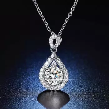 Ожерелье с имитацией муассанита, подвеска в виде капли воды, модная подвеска, простая цепочка на ключицу.