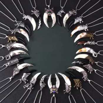 Ожерелье с имитацией волчьего зуба в стиле ретро