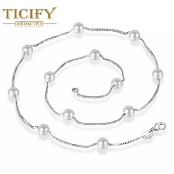 Ожерелье с имитацией жемчуга Женское колье в подарок белый