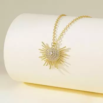 Ожерелье с инкрустацией из циркона «Подсолнух» и «Глаз дьявола» — модная, изысканная и простая цепочка О-образной формы. TN00578