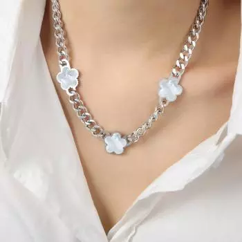 Ожерелье с инкрустацией из пяти листьев и цветка, титановая сталь, покрытая 18-каратным золотом, толстый браслет-цепочка, комплект ювелирных изделий