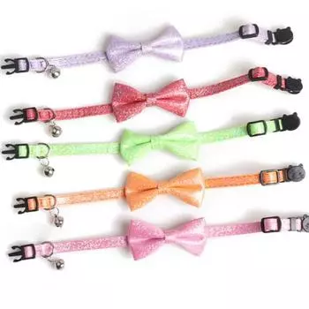 Ожерелье с изображением кошки, регулируемый удобный тканевый блестящий тканевый ошейник с бантом для кошки B зелёный