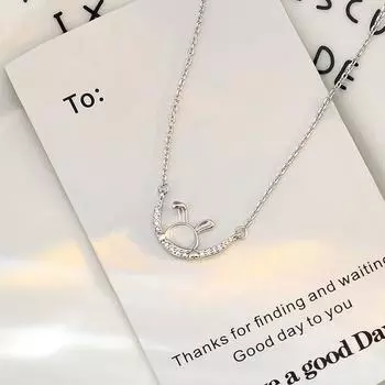 Ожерелье с изображением лунного кролика, симпатичное маленькое животное, ключичная цепочка, легкая, роскошная, высококачественный нишевый дизайн