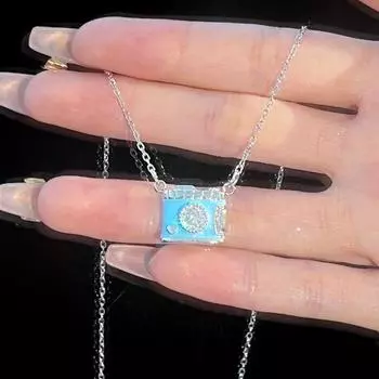 Ожерелье с камерой, искусственный кристалл, синяя камера, подвеска, ожерелье, ювелирное украшение для фотографа, подарок для журналистов, путешественников, селфи