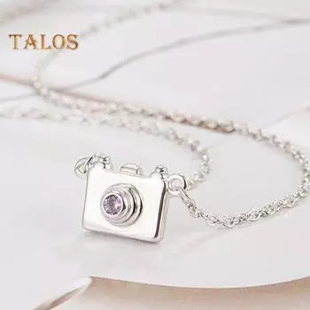 Ожерелье с камерой Подвеска-подвеска в виде камеры для фотографа Чокер Ювелирные изделия Подарок для фотографов Журналистов Путешественников Любителей селфи серебряный