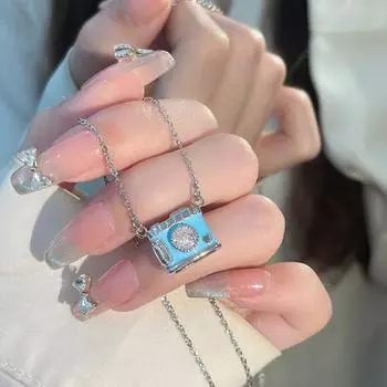 Ожерелье с камерой, подвеска в виде синей камеры из искусственного кристалла, ювелирное украшение для фотографа, подарок журналистам, путешественникам, любителям селфи синий