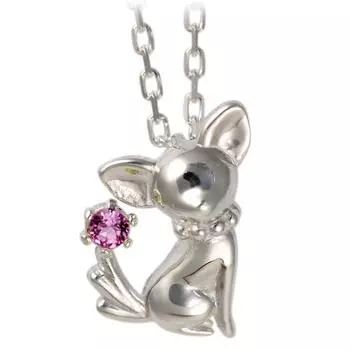 Ожерелье с камнями по дате рождения на выбор, серебряный кулон Чихуахуа Родолит [Future Angel] для женщин [Собака] (Гранат января)