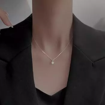 Ожерелье с каплей воды из циркона для женщин, легкий, роскошный и маленький стильный дизайн, геометрический воротник-цепочка, титановая сталь, новый тренд 45CM