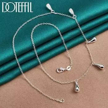 Ожерелье с каплей воды, серебряный подарок, очаровательные украшения 45cm