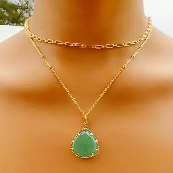 Ожерелье с каплевидным камнем для женщин, элегантное многослойное ожерелье, идеальное подарочное ожерелье для женщин