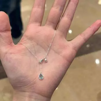 Ожерелье с каплями голубой воды - подвеска с кисточкой из титановой стали, элегантный ювелирный подарок для женщин necklace